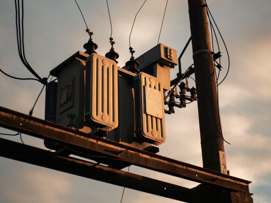 A power distribution transformer — stock photo