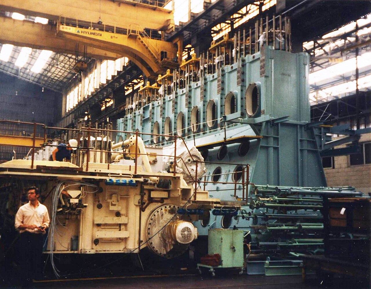 HD Hyundai Heavy Industries stock growth driver, marine engine production floor