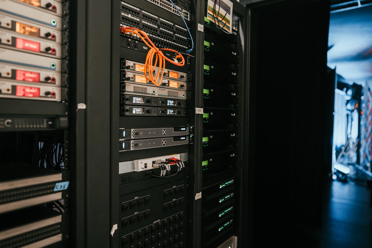 Racks of server and network equipment