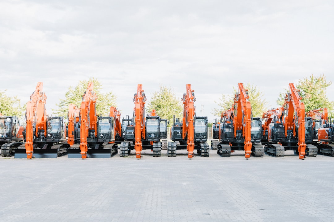 Doosan Bobcat stock related image, rows of equipment inventory in a dealer yard