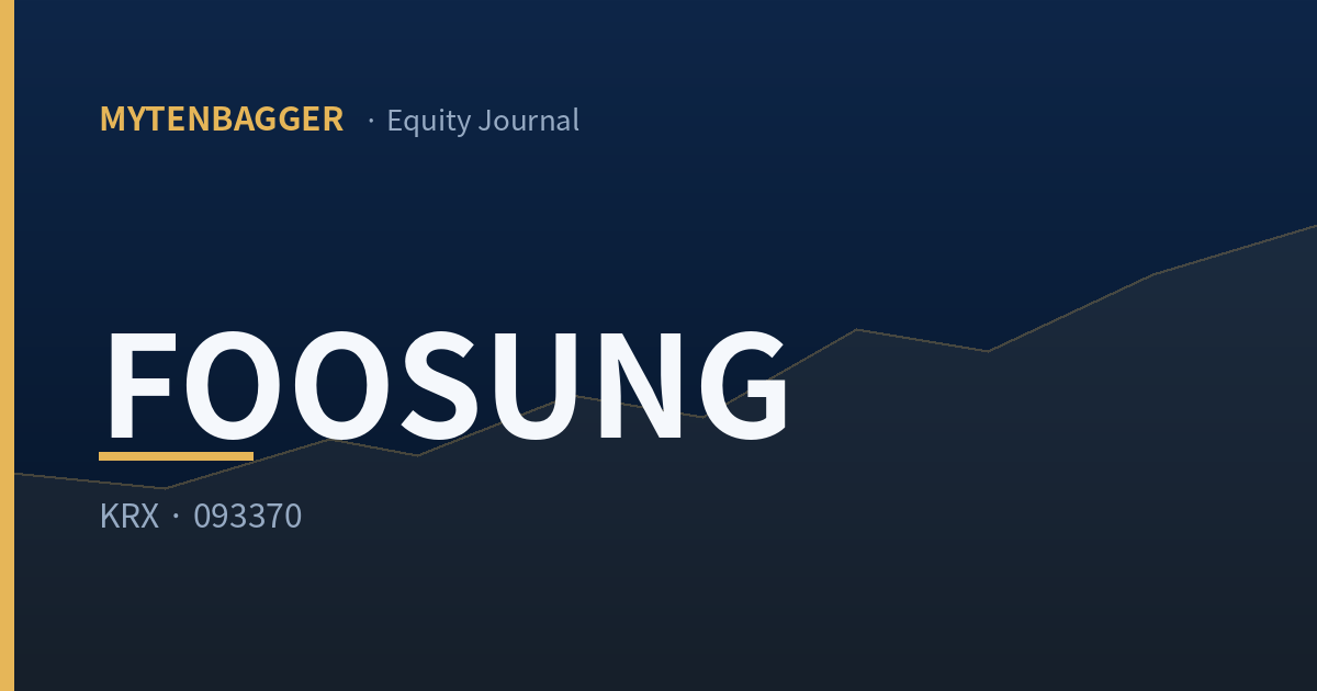 Mytenbagger Equity Journal thumbnail for Foosung, KRX 093370