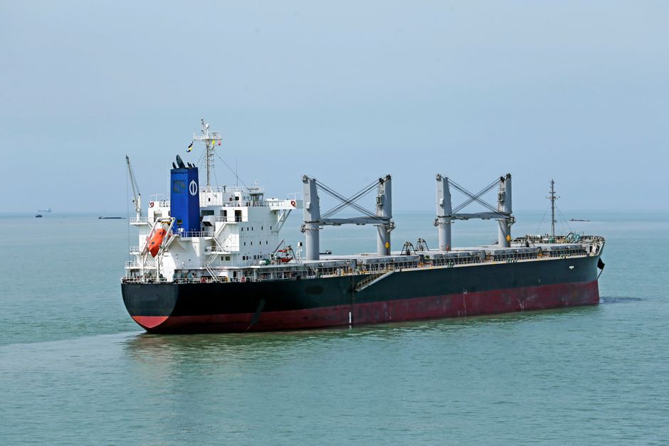 Korea Line stock analysis image showing a geared dry bulk carrier