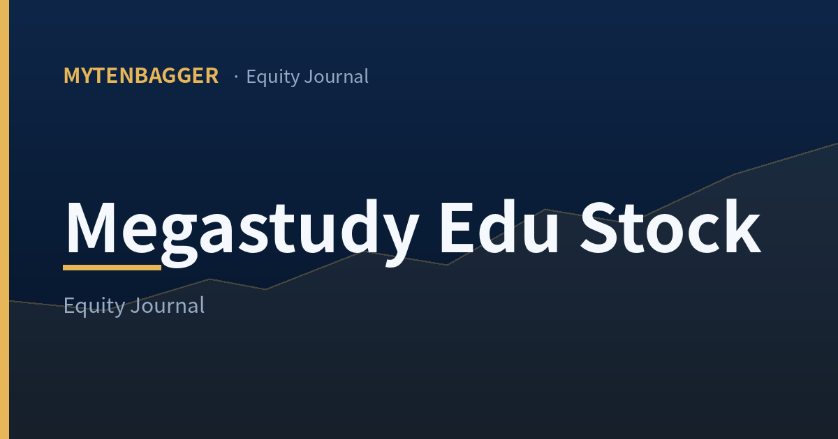 Megastudy Edu stock journal cover card, MyTenbagger Equity Journal brand graphic