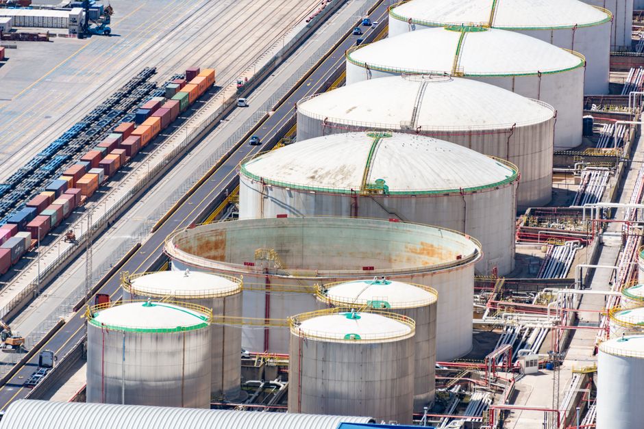 Crude storage tanks illustrating the inventory position of a South Korean refiner