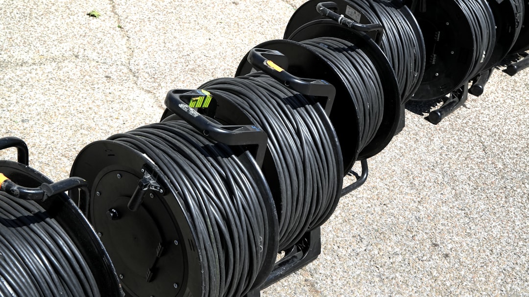 Several drums of wound power cable