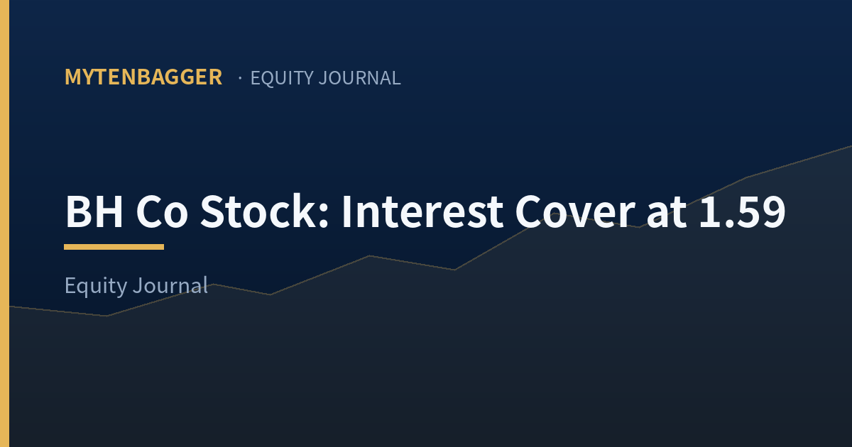 BH Co Stock: Interest Cover at 1.59 cover image