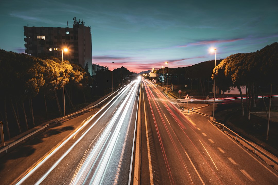 A motorway at dusk, the kind of road Cheonil Express runs its coaches on