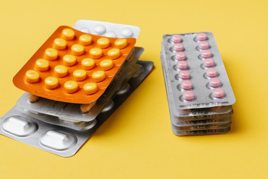 Stacked blister packs of tablets