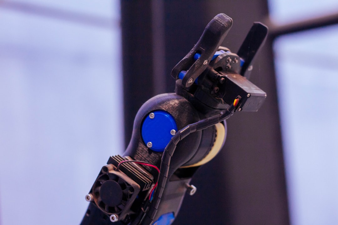 Close-up of a robot arm joint of the kind tied to HIGEN RNM stock