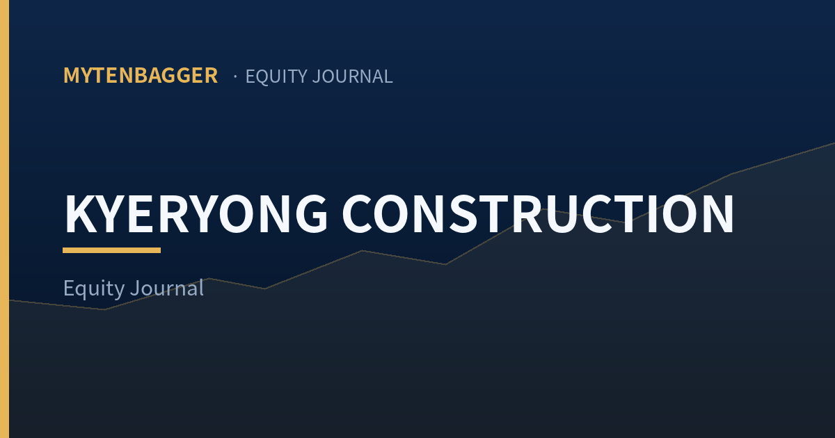 Kyeryong Construction Stock Holds 4.58 Years of Work