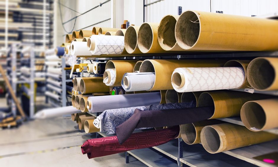 Automotive interior fabric on a production line, from my LX Hausys stock notes