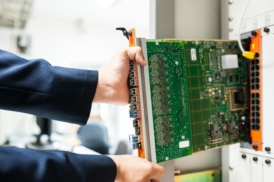 Pharmicell stock analysis opening image showing circuit boards in a server rack