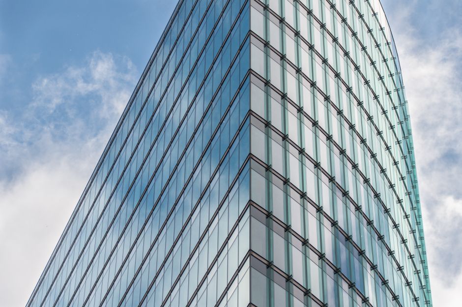 glass office building exterior, used in this SM Entertainment stock research note