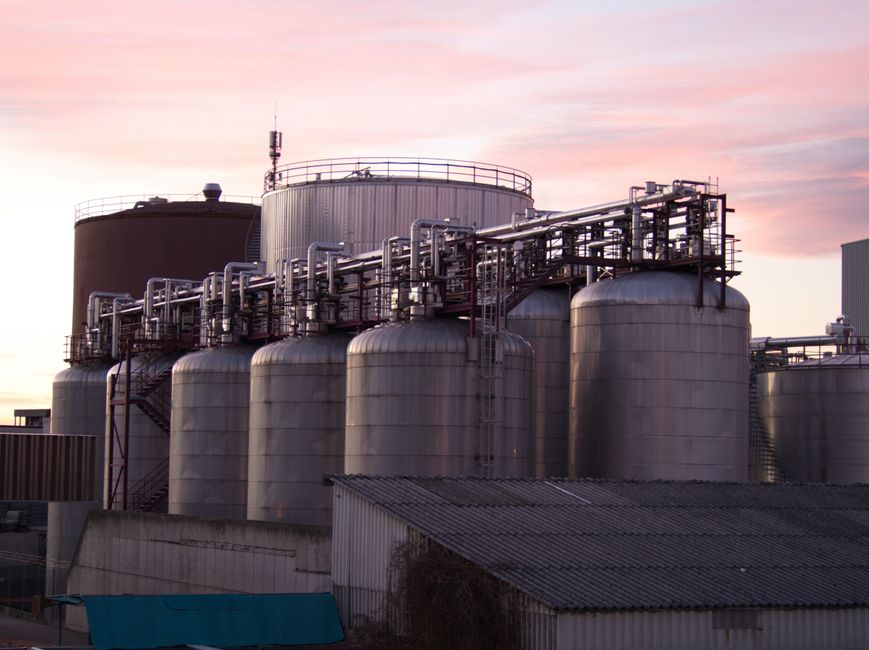 UNID stock analysis image of chemical plant pipework and tanks